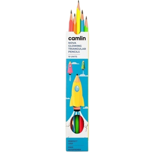 Camlin Nova Glowing Triangular Pencil With Rubber Tip